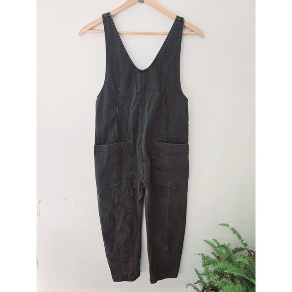 Free People We The Free Roller Black Overalls Black Slouchy V-Neck Jumpsuit S - Picture 3 of 10